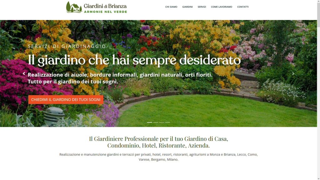 Strategia digitale per una azienda di giardinaggio radicata a Monza e Brianza, nome, logo, contenuti, SEO, immagini, nuovo sito indicizzato su Google